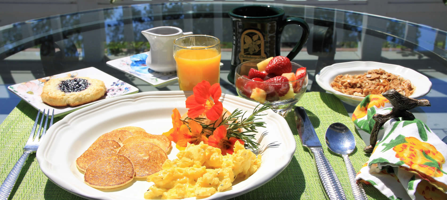 breakfast in outdoor setting cambria ca bed and breakfast boutique hotel